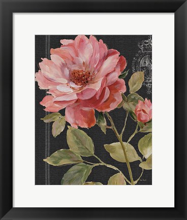 Framed Harmonious Rose Black Print