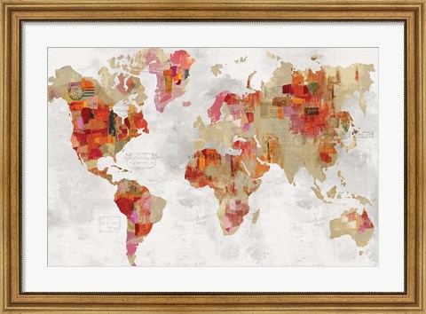 Framed Red Map Print