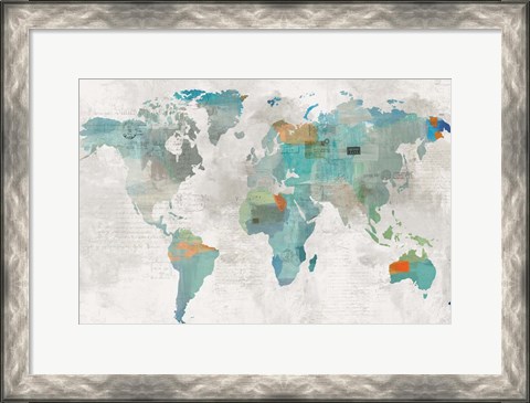 Framed Blue Map Print