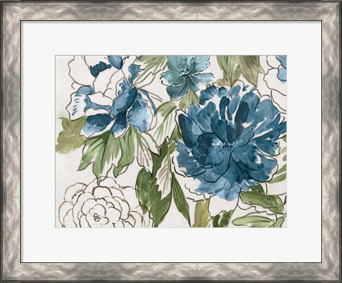 Framed Blue Floral III Print