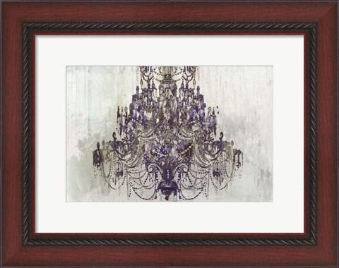 Framed Plum Chandelier on White Print