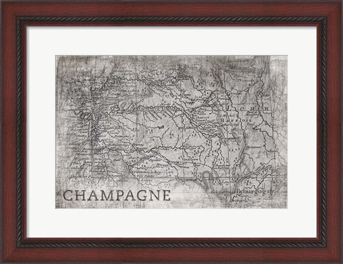 Framed Champagne Map White Print