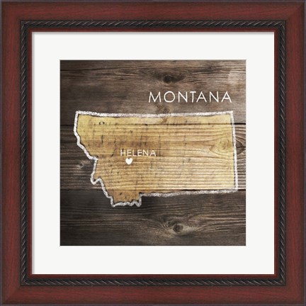 Framed Montana Rustic Map Print