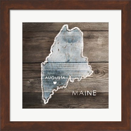 Framed Maine Rustic Map Print