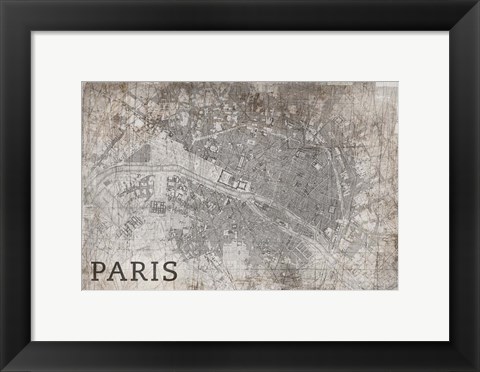 Framed Map Paris White Print