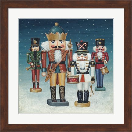 Framed King Nutcrackers Snow Print