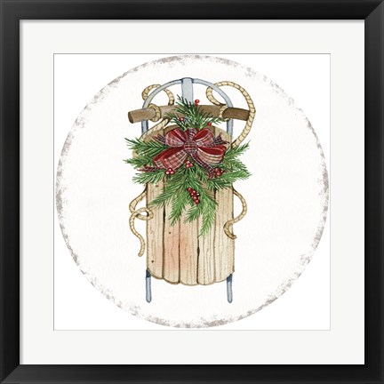 Framed Holiday Sports II Round Print