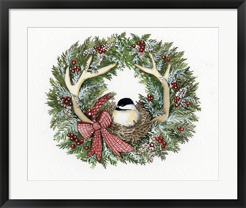Framed Holiday Wreath IV Print