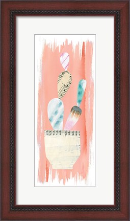 Framed Collage Cactus VII on Coral Print