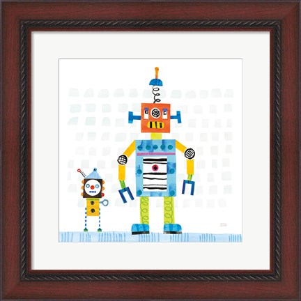 Framed Robot Party II on Square Toys Print