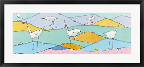 Framed Marsh Egrets I Pink Sand Print