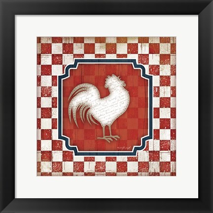 Framed Red White and Blue Rooster XII Print