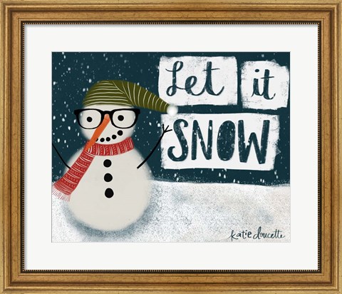 Framed Let It Snow Hipster Snowman Print