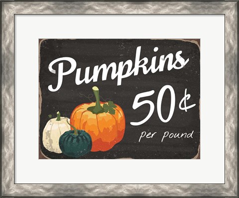 Framed Pumpkins 50 Cents Print