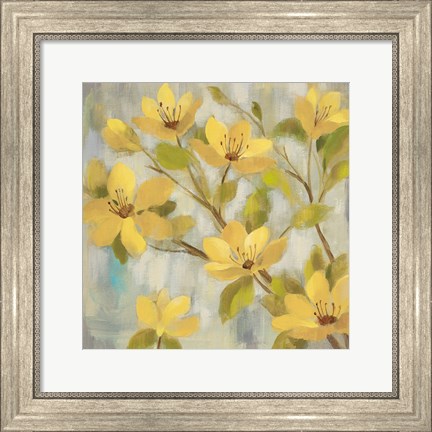 Framed Golden Bloom I Neutral Print