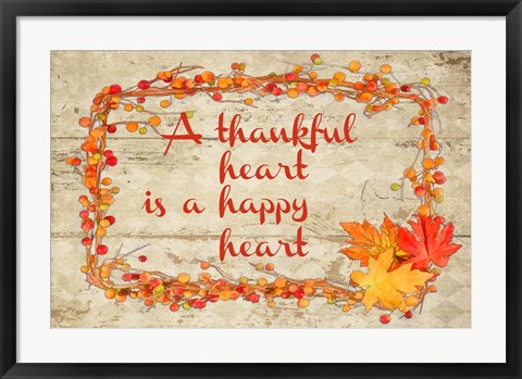 Framed Thankful Happy Heart Print