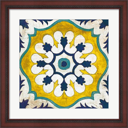 Framed Andalucia Tiles C Blue and Yellow Print