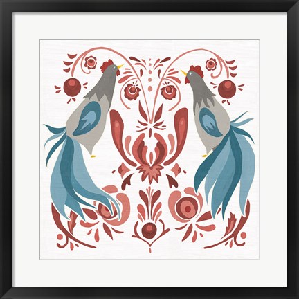 Framed Americana Roosters III Print