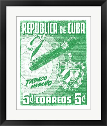 Framed Cuba Stamp XI Bright Print