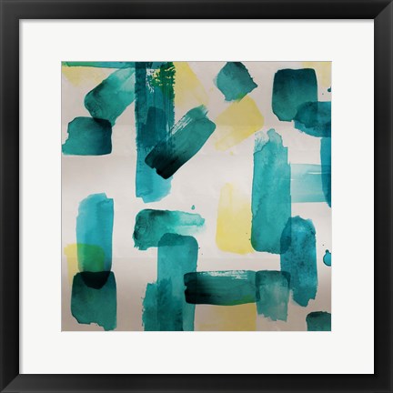 Framed Aqua Abstract Square II Print