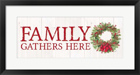 Framed Home for the Holidays Family Gathers Here Wreath Sign Print