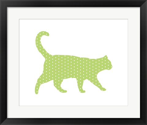 Framed Dot Pattern Cat - Green Print