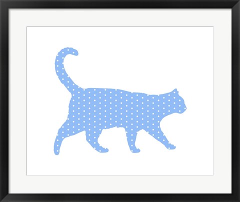 Framed Dot Pattern Cat - Blue Print