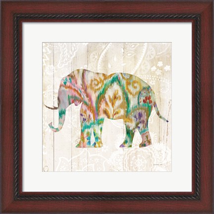 Framed Boho Paisley Elephant II v2 Print