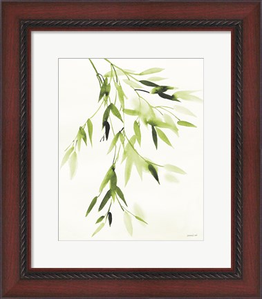 Framed Bamboo Leaves IV Green Print