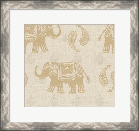 Framed Elephant Caravan Patterns I Print