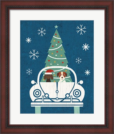 Framed Holiday on Wheels XIII Navy Print