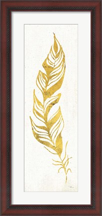 Framed Gold Water Feather I Print