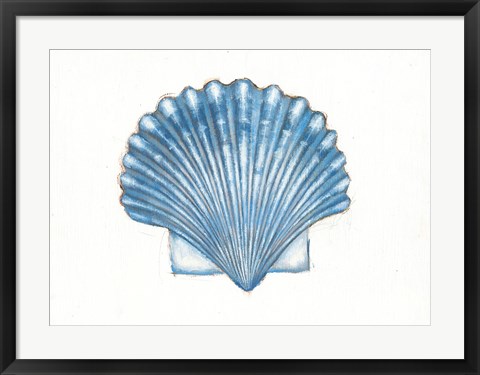Framed Navy Scallop Shell Print