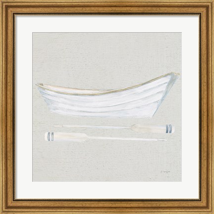 Framed Serene Seaside I Tan Print