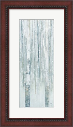 Framed Birches in Winter Blue Gray Panel I Print