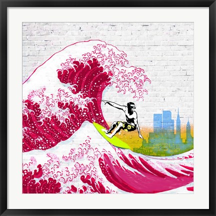 Framed Surfin&#39; NYC (detail) Print