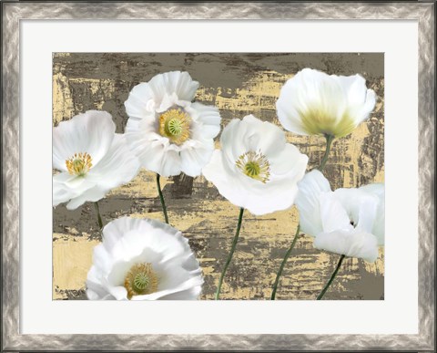 Framed Washed Poppies (Ash &amp; Gold) Print