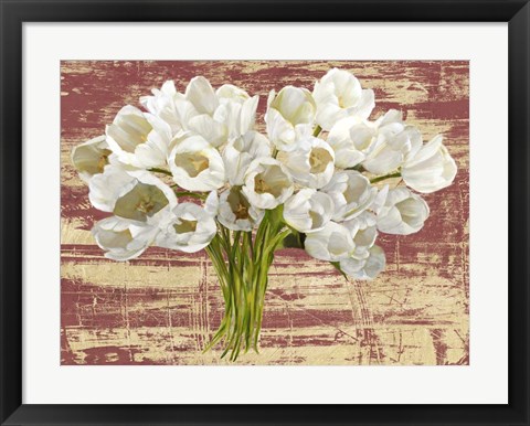 Framed Washed Tulips (Red &amp; Gold) Print