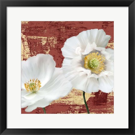 Framed Washed Poppies (Red &amp; Gold) I Print