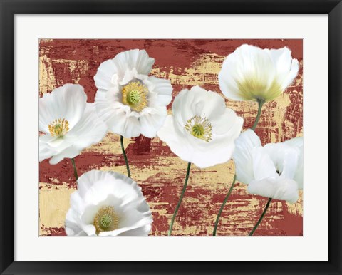 Framed Washed Poppies (Red &amp; Gold) Print