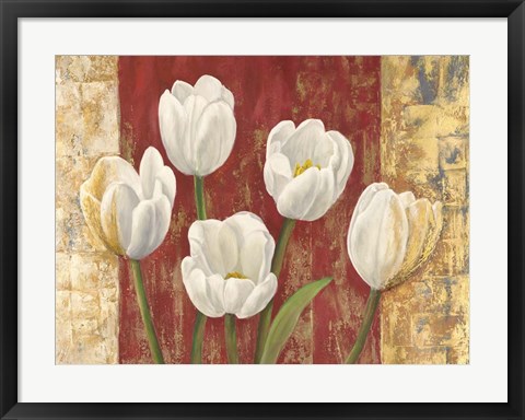 Framed Tulips on Royal Red Print