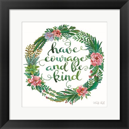 Framed Have Courage Succulent Wreath Print