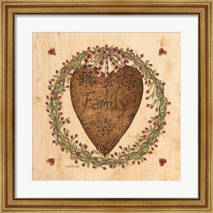 Framed Punched Tin Heart on Wreath Print