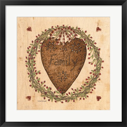 Framed Punched Tin Heart on Wreath Print