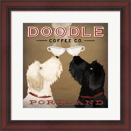 Framed Doodle Coffee Double IV Portland Print