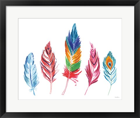 Framed Rainbow Feathers IV Print