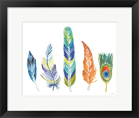 Framed Rainbow Feathers III Print