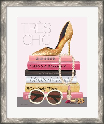 Framed Paris Style II Gold and Black Tres Chic Print
