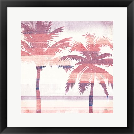 Framed Beachscape Palms III Pink Purple Print