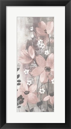 Framed Floral Symphony Blush Gray Crop I Print